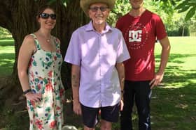 Russell Morris with his dad Glyn and sister Kirsty.