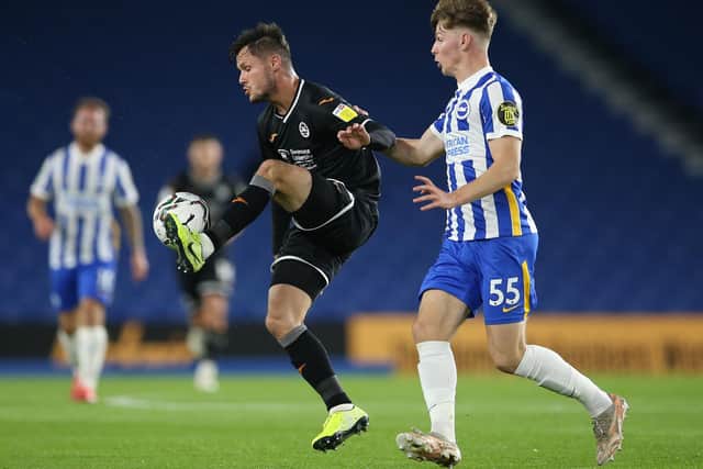 Pompey target Liam Cullen is reportedly set to sign for Lincoln. (Photo by Steve Bardens/Getty Images)