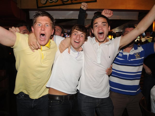 Pompey fans at Walkabout Bar in Guildhall Walk - was this you?