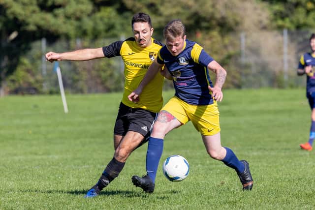Fratton Trades Reserves (yellow) v Pelham Arms. Picture by Alex Shute