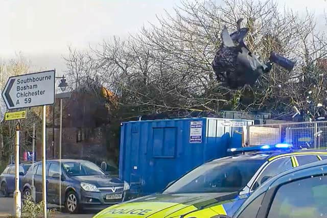 14 March 2023

Pictured: Frames from footage of a high-speed police chase of joy rider Soloman Biddle on Havant Road and North Street, Emsworth

Picture: Hampsire Police