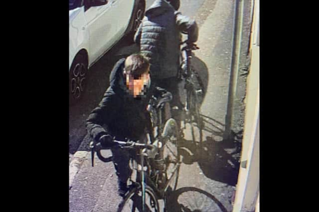 CCTV from The Delme Arms pub in Fareham appears to show two boys break a padlock in order to make off with the two bikes.