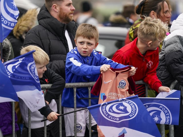 Waiting patiently for the Pompey players to arrive