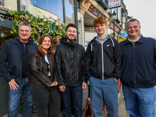 The Taviner family from Baffins, from left, Ross, Sophie, Oliver, Luke and Scott, all in the queue. Record Store Day 2024 at Pie & Vinyl, Castle Road, SouthseaPicture: Chris Moorhouse