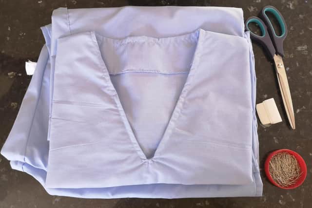 One of the scrubs outfits made by Crofton School textiles teacher, Laura Griffiths.