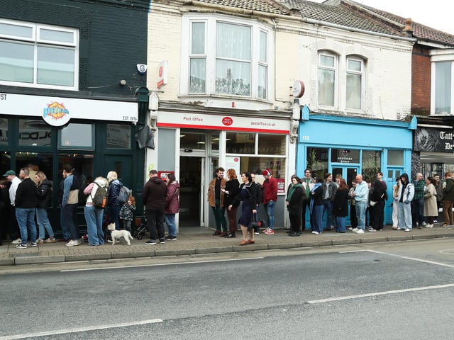 A queue forms outside the new Piecaramba on Albert Road, Southsea, which opened on 22 March, 2025