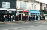 A queue forms outside the new Piecaramba on Albert Road, Southsea, which opened on 22 March, 2025