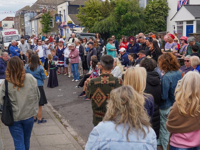The community came together on Duncan Road in Southsea to commemorate VE Day. Picture: Alec Chapman