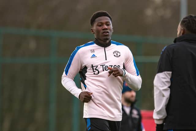 Manchester United's Di'Shon Bernard is heading to Pompey on loan until the season's end. Picture: Ash Donelon/Manchester United via Getty Images
