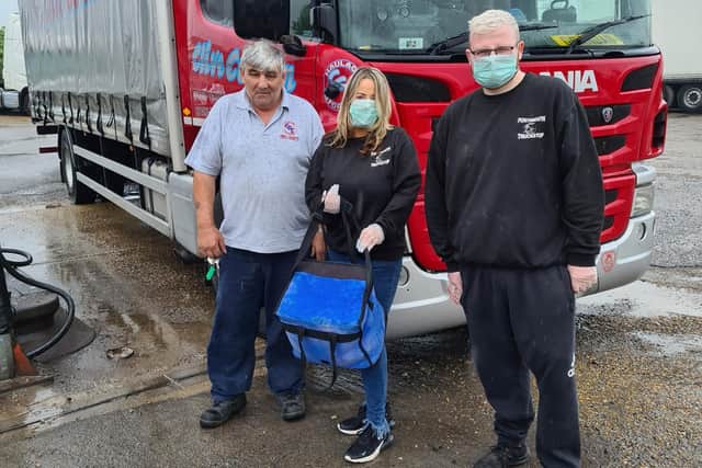David O'Donnell, Aimie Williams and Lewis O'Donnell from Portsmouth Truckstop.