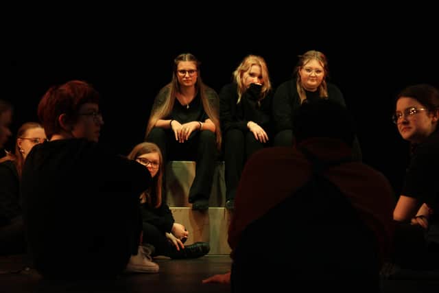 The cast of DNA in rehearsal