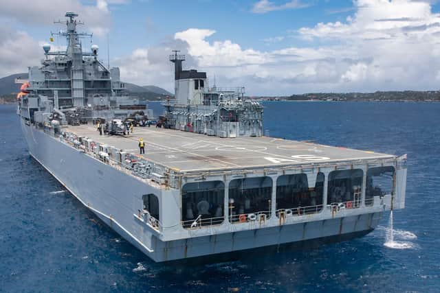The view of RFA Argus from a Merlin helicopter from 845 Commando Helicopter Force. Picture: Royal Navy