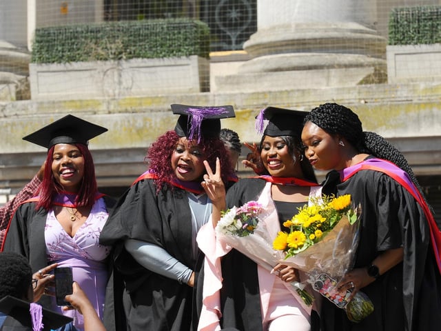 University of Portsmouth students graduating on Friday, July 19, 2024, at Portsmouth Guildhall, in MSc international business and management and marketing and innovation.
Picture: Sarah Standing (190724-2332)