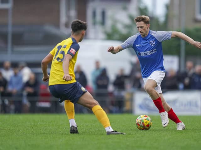 Denver Hume, whose future looks to be away from Pompey, was missing at Hawks with a groin strain.
