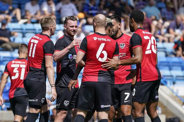 Pompey have been wearing their kit from last season during pre-season