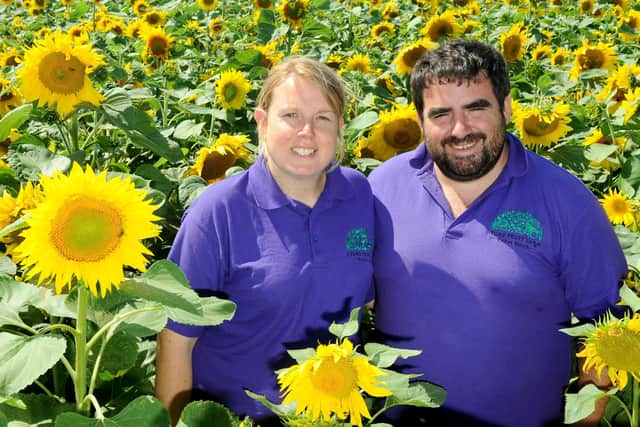 Sam Wilson with his wife Annabel in 2019 Picture: Sarah Standing (050819-2633)