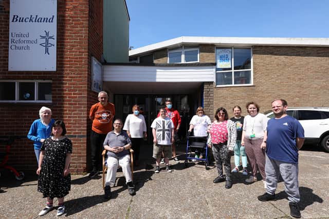 Members of the disabilities group Creative Advances, based at Buckland United Reformed Church, Kingston Road, pictured after thieves snatched almost £2,500 from it.
Picture: Chris Moorhouse (jpns 280621-80)