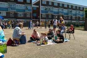 Revellers at the Somers Town May Fayre