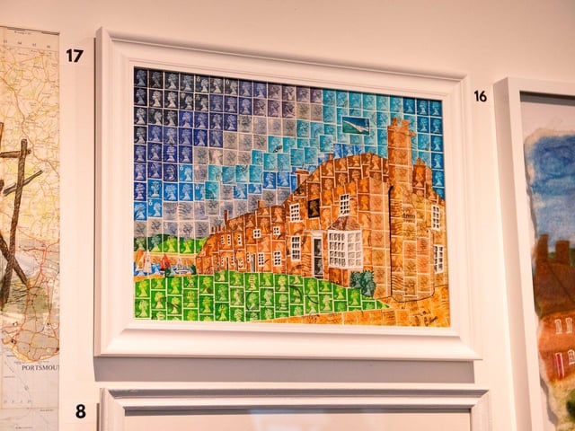 Stamp montage in The Art of Buckler's Hard exhibition