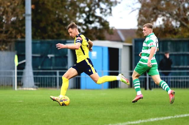 Mason Walsh netted twice in Gosport Borough's win at AFC Portchester. Picture: Tom Phillips