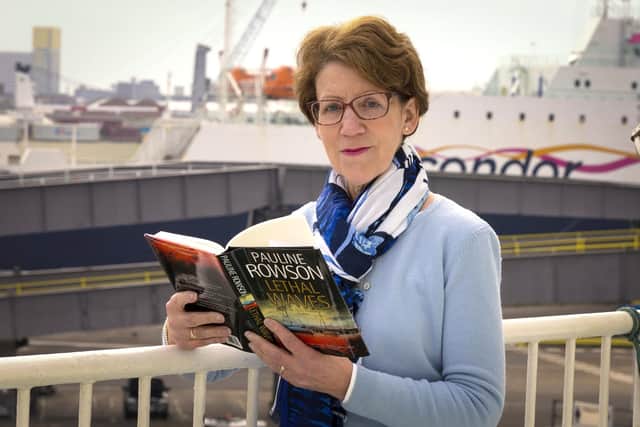 Pauline Rowson, with her previous novel, Lethal Waves, with Condor Ferries. Condor's conventional ferry, Commodore Clipper, plays a key role in novel, acting as a pivotal scene for one of the book’s mysterious events.