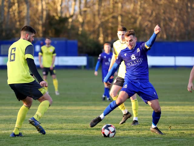 Jason Parish converted an early penalty as Baffins defeated Hythe 2-0 last night. Picture: Chris Moorhouse