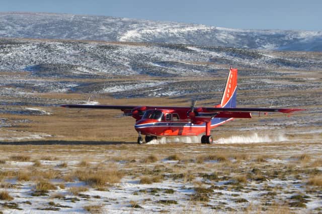 A BN2B-26 Islander made by Britten-Norman in the Falklands