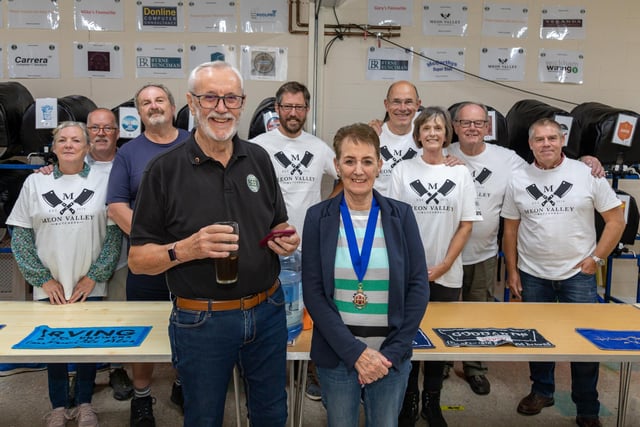 Organiser Gary Martin with Mayor of Winchester Councillor Angela Clear and volunteers at the Wickham Charity Beer Festival. 
Picture: Mike Cooter