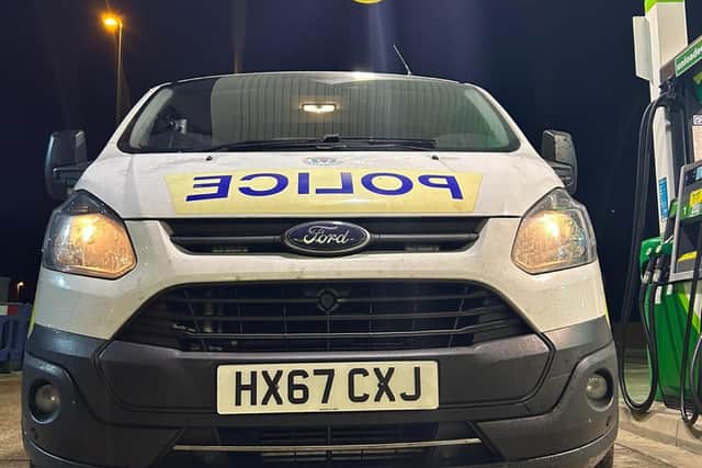 Temperatures have plummeted with icicles forming on the police van. Picture: Fareham police