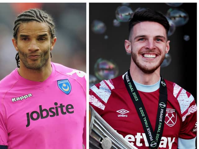 David James, left, was asked for his opinion on the future of Declan Rice, right.