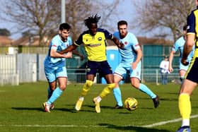 Billie Busari should shake off an ankle injury in time to be available for Gosport's home meeting with Weston-super-Mare Picture: Tom Phillips