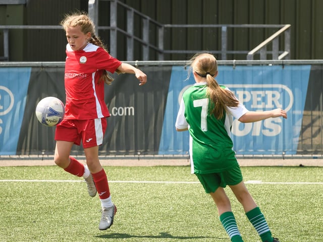 Girls' football action from the Havant & Waterlooville Summer Tournament. Picture: Keith Woodland (030621-155)