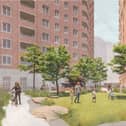 CGI of the proposed block C courtyard