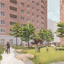 CGI of the proposed block C courtyard