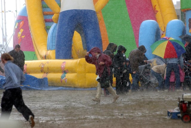 It may have been sunny for the Headland Carnival but the rain was torrential for the 2004 Hartlepool Marina Festival. Remember this?
