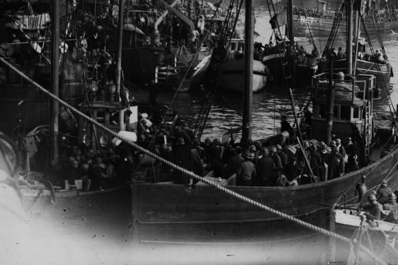 A flotilla of small boats, some carrying French troops, taking part in the Dunkirk evacuation, 26th May - 4th June 1940. (Photo by Hulton Archive/Getty Images)
