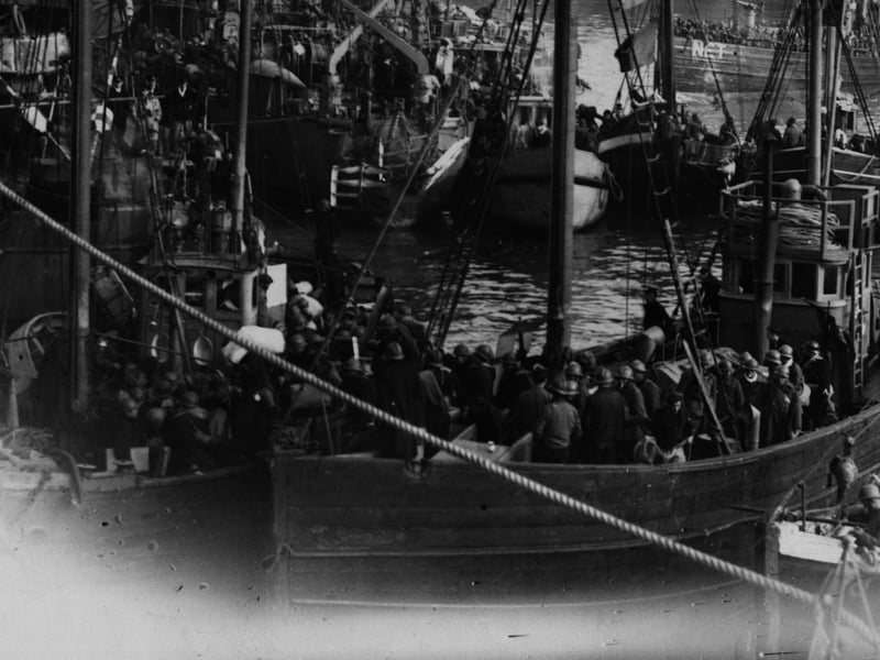 A flotilla of small boats, some carrying French troops, taking part in the Dunkirk evacuation, 26th May - 4th June 1940. (Photo by Hulton Archive/Getty Images)