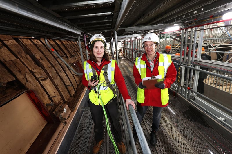 Pictured is are (L-R) Jenna Taylor and Rosemary Thornber, working on the project.