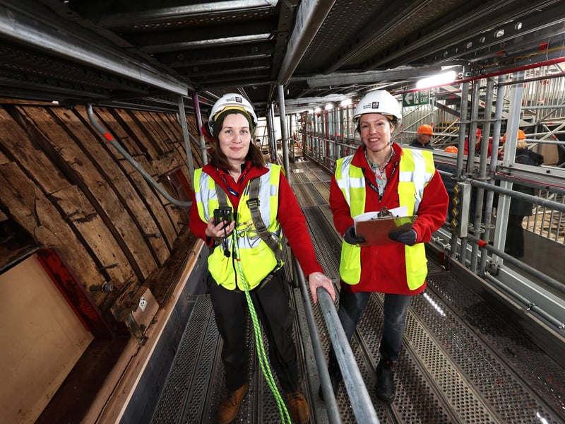 Pictured is are (L-R) Jenna Taylor and Rosemary Thornber, working on the project.