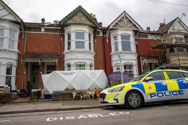 The scene on Wadham Road following the murder of Samantha Murphy.

Pictured - The scene at Wadham Road

Photos by Alex Shute