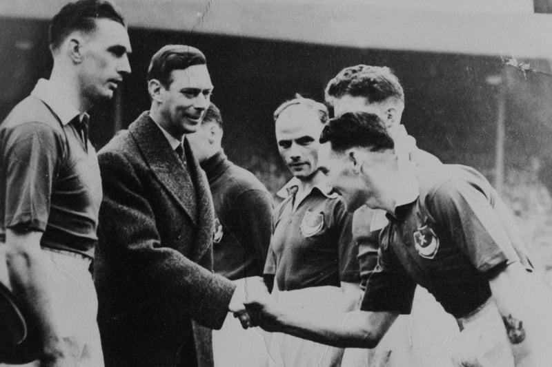 Lewis Morgan meeting King George VI at the FA Cup final in 1939.
Picture: Courtesy of Bill and Betty Morgan