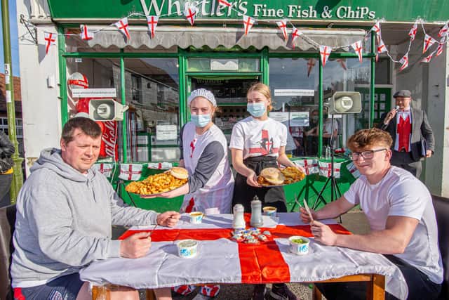 Whistler's staff with competitors Andrew Halliday and Vinny Murphy. Picture: Habibur Rahman