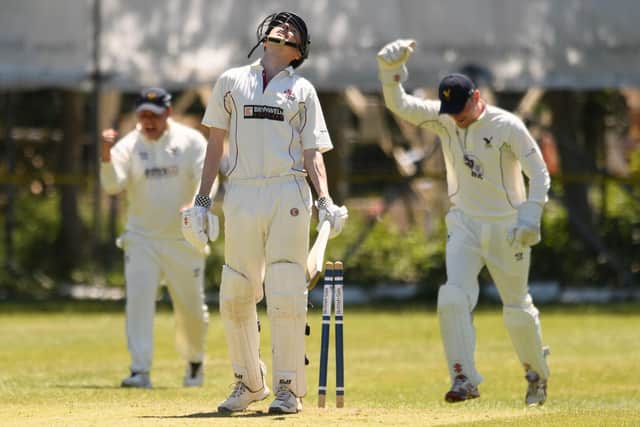 Portsmouth & Southsea's Chris Bollam is dismissed for a duck against Purbrook. Picture: Keith Woodland