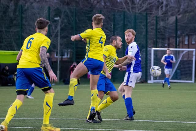 Denmead (blue) v Locks Heath. Picture by Alex Shute