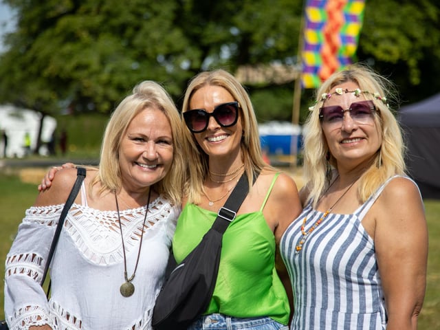 Victorious Festival gets under way this Friday as revellers begin to enter the site.Pictured - Lisa Griffiths, Liz Hill and Sandy Kill from SouthamptonPhotos by Alex Shute