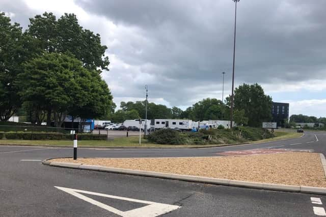 Film crews spotted at the Lakeside North Harbour car park in Cosham on May 12, 2022