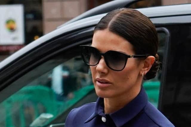 Rebekah Vardy, wife of England and Leicester City footballer Jamie Vardy, arrives at the High Court in central London for the start of the "Wagatha Christie" libel trial.