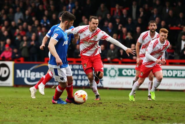 Conor Chaplin's Panenka penalty which was saved by Stevenage keeper Chris Day