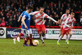 Conor Chaplin's Panenka penalty which was saved by Stevenage keeper Chris Day
