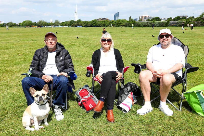 From left, Ross Hale, Sharon McLoughlin and Tim Hodgetts, with Teddy in front.Picture: Chris  Moorhouse (050624-034)
